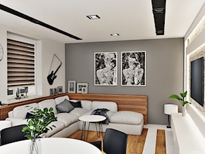 Nowoczesny salon biel + drewno - zdjęcie od CzajkaDesign