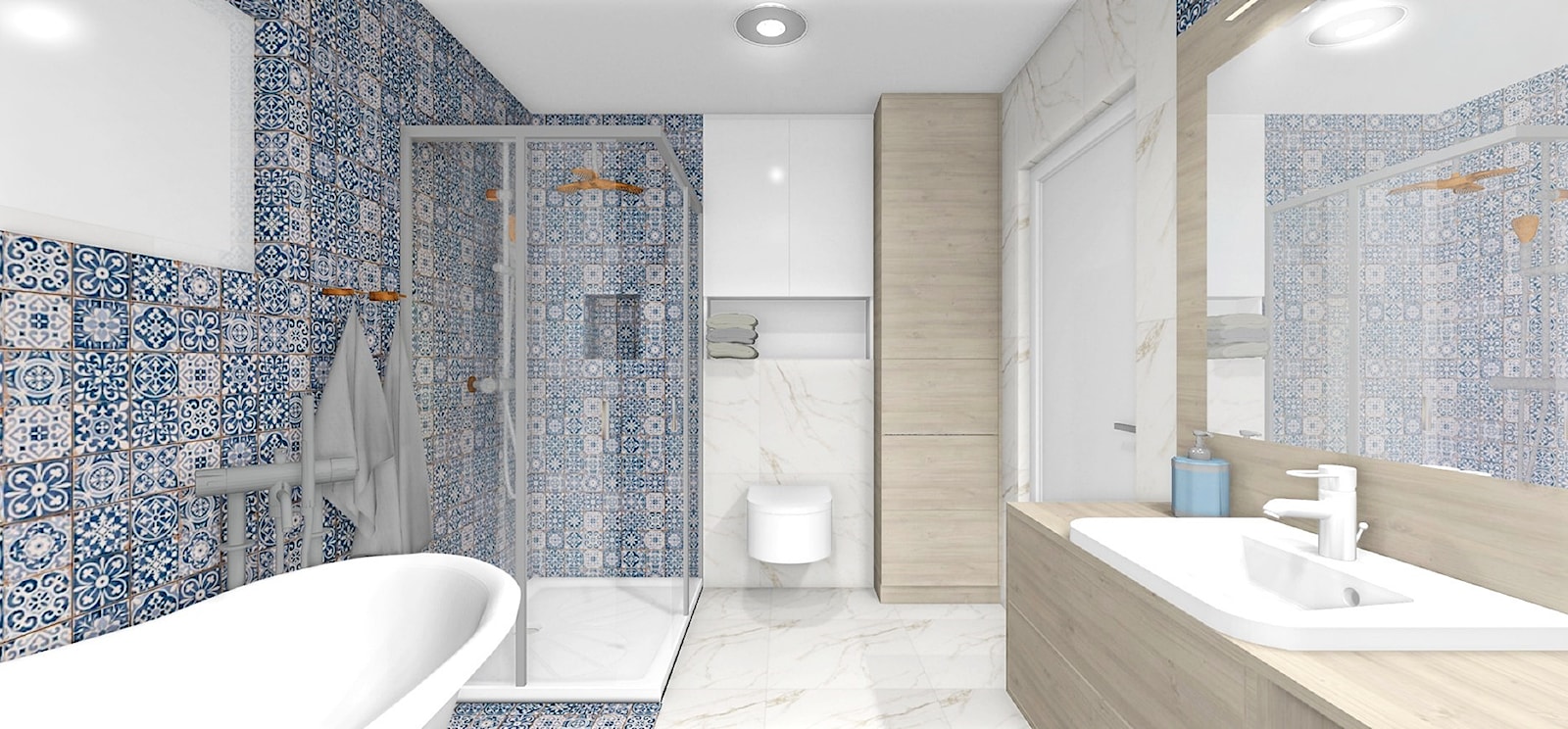 Łazienka z niebieską mozaiką - zdjęcie od CzajkaDesign - Homebook