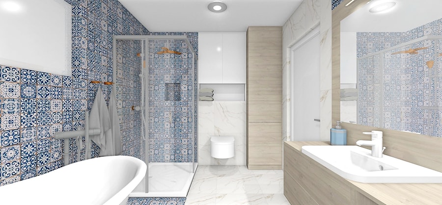 Łazienka z niebieską mozaiką - zdjęcie od CzajkaDesign
