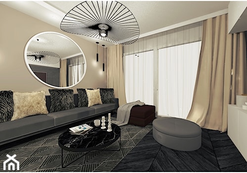 Hotelowa elegancja - Lawendowe wzgórze - Duży czarny szary salon, styl nowoczesny - zdjęcie od By Castana Autorska pracownia projektowa