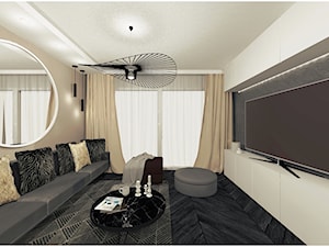 Hotelowa elegancja - Lawendowe wzgórze - Średni czarny szary salon, styl nowoczesny - zdjęcie od By Castana Autorska pracownia projektowa