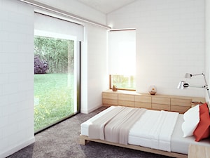 dom akustyczny w Żernikach Małych - Mała biała sypialnia na poddaszu, styl nowoczesny - zdjęcie od major architekci