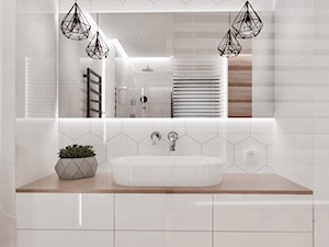 Łazienka w Bieli - Średnia bez okna z lustrem łazienka, styl nowoczesny - zdjęcie od MP-DESIGN