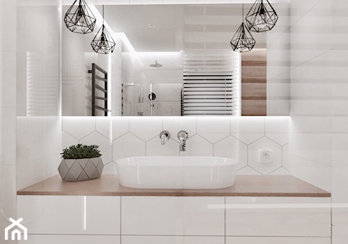 Łazienka w Bieli - Średnia bez okna z lustrem łazienka, styl nowoczesny - zdjęcie od MP-DESIGN