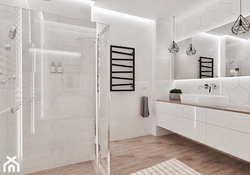 Łazienka w Bieli - Średnia na poddaszu bez okna łazienka, styl nowoczesny - zdjęcie od MP-DESIGN