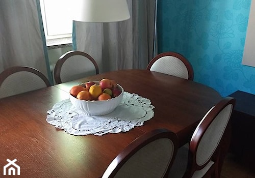 Salonik na Mokotowie - Średnia niebieska jadalnia jako osobne pomieszczenie, styl nowoczesny - zdjęcie od Małgorzata Szajbel-Żukowska