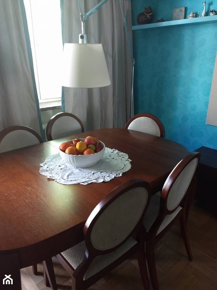 Salonik na Mokotowie - Średnia niebieska jadalnia jako osobne pomieszczenie, styl nowoczesny - zdjęcie od Małgorzata Szajbel-Żukowska - Homebook