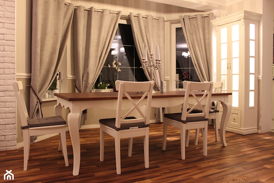 Jadalnia - Średnia biała szara jadalnia jako osobne pomieszczenie, styl prowansalski - zdjęcie od Meble Chwała