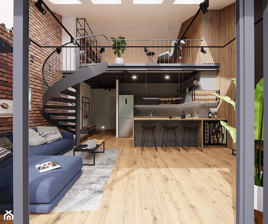 MMAS_99 - mieszkanie z antresolą - Salon, styl industrialny - zdjęcie od RAW interior - Tomasz Kujawski