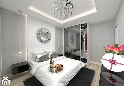 Sypialnia - Średnia biała sypialnia, styl glamour - zdjęcie od LUXURY INTERIOR