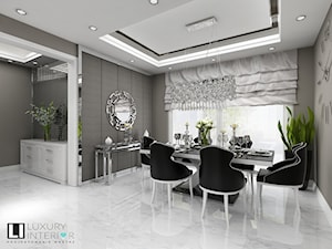 Salon z narożnikiem - Średnia szara jadalnia jako osobne pomieszczenie, styl glamour - zdjęcie od LUXURY INTERIOR