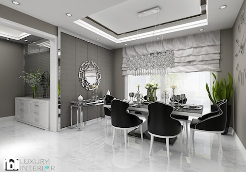 Salon z narożnikiem - Średnia szara jadalnia jako osobne pomieszczenie, styl glamour - zdjęcie od LUXURY INTERIOR