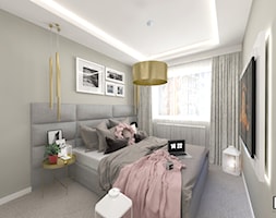 Sypialnia - Średnia biała szara sypialnia, styl skandynawski - zdjęcie od LUXURY INTERIOR - Homebook