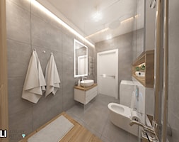Łazienka skandynawska - Średnia bez okna z pralką / suszarką z lustrem z punktowym oświetleniem łazi ... - zdjęcie od LUXURY INTERIOR - Homebook
