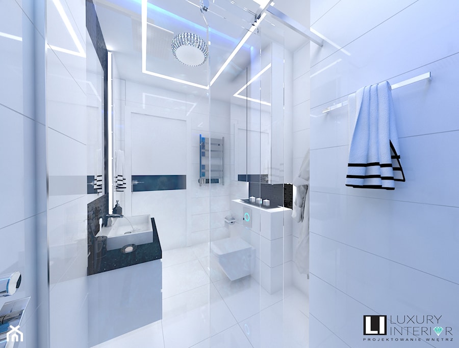 Łazienka z fototapetą - Średnia bez okna z lustrem łazienka, styl nowoczesny - zdjęcie od LUXURY INTERIOR