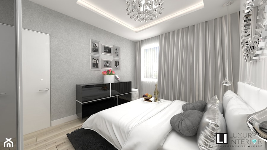 Sypialnia - Średnia biała sypialnia, styl nowoczesny - zdjęcie od LUXURY INTERIOR