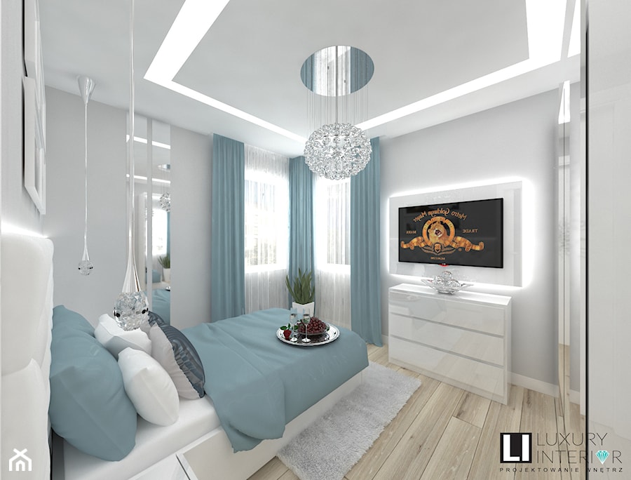 Mieszkanie 63 m2 - Średnia biała sypialnia, styl nowoczesny - zdjęcie od LUXURY INTERIOR