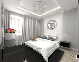 Sypialnia - Średnia biała szara sypialnia, styl glamour - zdjęcie od LUXURY INTERIOR - Homebook