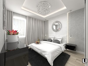 Sypialnia - Średnia biała szara sypialnia, styl glamour - zdjęcie od LUXURY INTERIOR