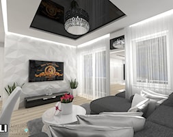 Mieszkanie 63 m2 - Średni biały salon z jadalnią, styl glamour - zdjęcie od LUXURY INTERIOR - Homebook