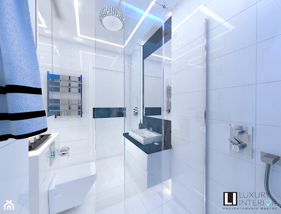 Łazienka z fototapetą - Średnia bez okna z lustrem łazienka, styl nowoczesny - zdjęcie od LUXURY INTERIOR
