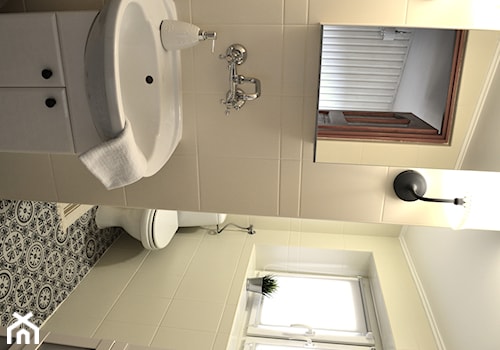 Szybka metamorfoza łazienki - Mała na poddaszu łazienka z oknem, styl skandynawski - zdjęcie od boredomdecor