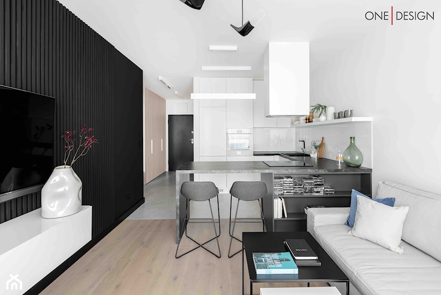Minimalistyczne mieszkanie dla singla - Salon - zdjęcie od One Design