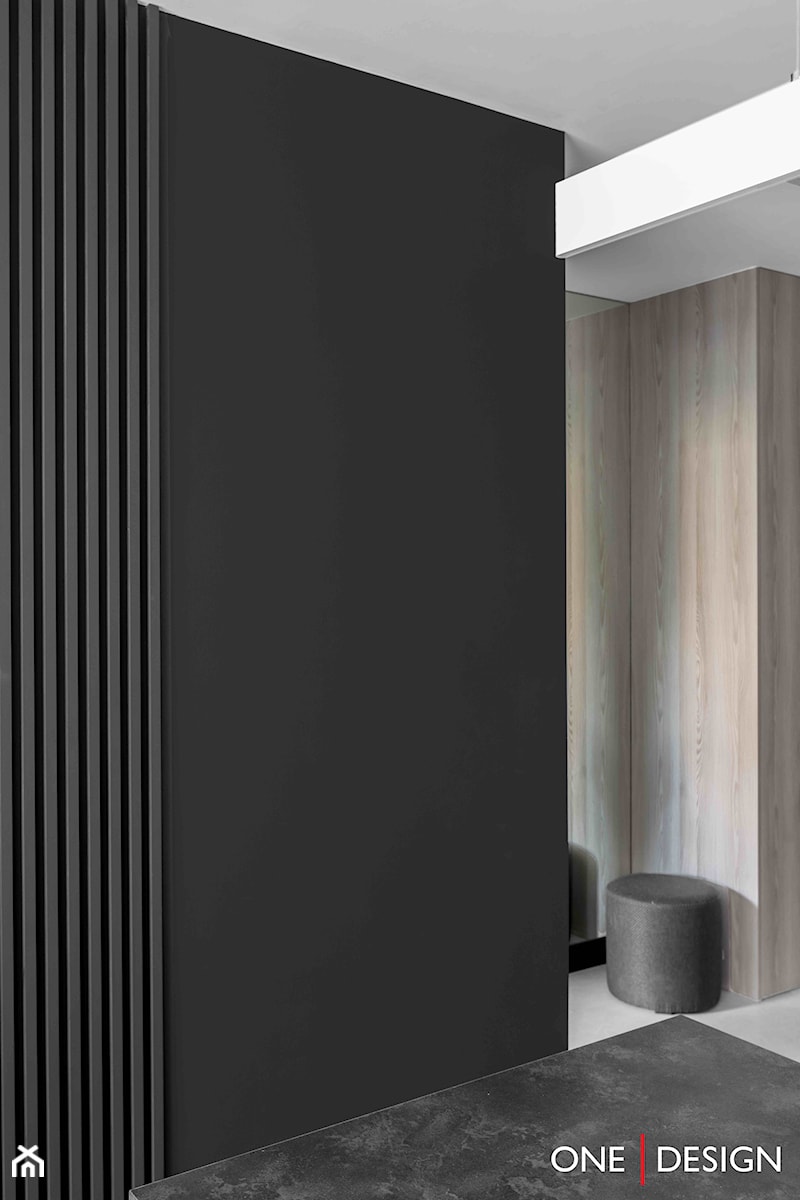 Minimalistyczne mieszkanie dla singla - Średni biały czarny hol / przedpokój, styl minimalistyczny - zdjęcie od One Design