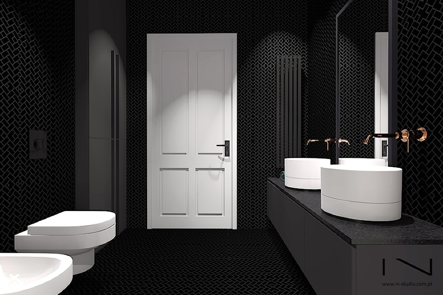 Pokój kąpielowy Black&White - zdjęcie od IN studio