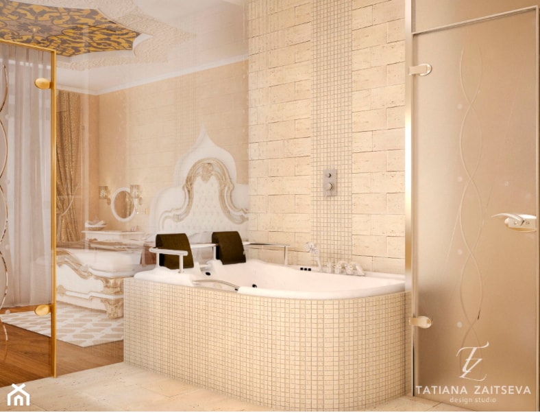 Proekt w stylu art deco - Średnia bez okna z marmurową podłogą łazienka, styl tradycyjny - zdjęcie od Tz_interior