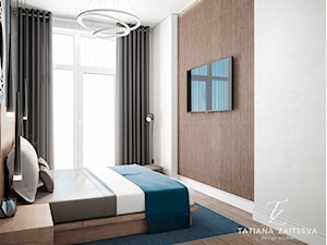 Dobór idei załatwienia wnętrza sypialni w nowoczesnym stylu - Średnia biała sypialnia z balkonem / tarasem - zdjęcie od Tz_interior