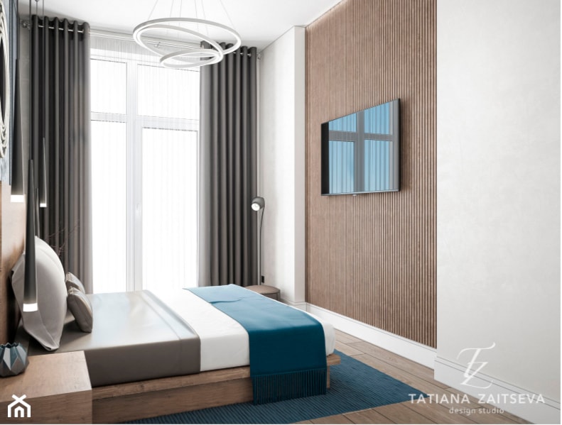 Dobór idei załatwienia wnętrza sypialni w nowoczesnym stylu - Średnia biała sypialnia z balkonem / tarasem - zdjęcie od Tz_interior