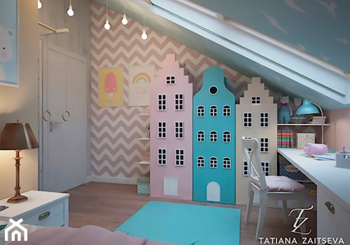 Designe wnętrza - Komfort - Mały szary niebieski pokój dziecka dla dziecka dla chłopca dla dziewczynki, styl nowoczesny - zdjęcie od Tz_interior