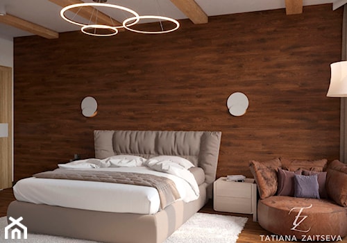 Dobór idei załatwienia wnętrza sypialni w nowoczesnym stylu - Duża brązowa sypialnia - zdjęcie od Tz_interior