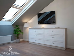 Designe wnętrza - Komfort - Mała szara sypialnia na poddaszu, styl nowoczesny - zdjęcie od Tz_interior