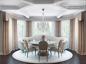 Projekt mieszkania w stylu klasycznym - Średni biały salon z jadalnią, styl tradycyjny - zdjęcie od Tz_interior