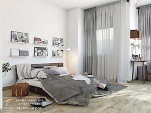 Design project - Loft - Duża biała z biurkiem sypialnia - zdjęcie od Tz_interior