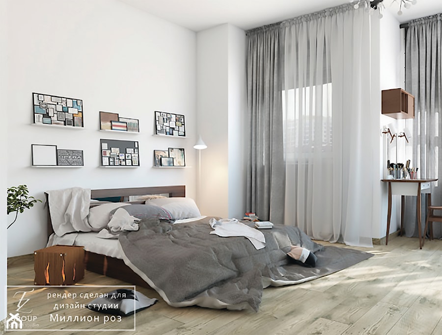 Design project - Loft - Duża biała z biurkiem sypialnia - zdjęcie od Tz_interior