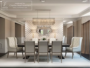 Projekt mieszkania w stylu klasycznym - Duża beżowa biała jadalnia jako osobne pomieszczenie, styl tradycyjny - zdjęcie od Tz_interior