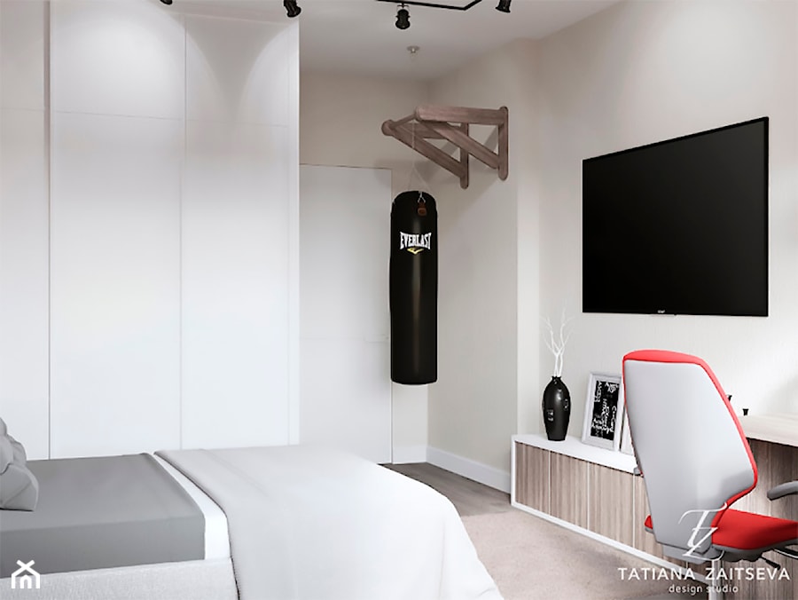 Designe projekt - nowoczesny styl - Średnia szara z biurkiem sypialnia, styl nowoczesny - zdjęcie od Tz_interior