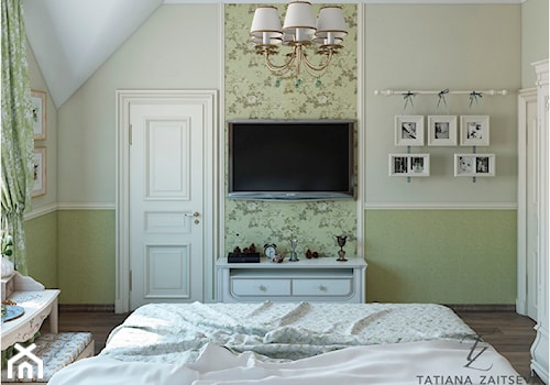 Projekt mieszkania - Średnia beżowa sypialnia na poddaszu, styl prowansalski - zdjęcie od Tz_interior