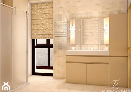 Proekt w stylu art deco - Średnia z lustrem z dwoma umywalkami łazienka z oknem, styl tradycyjny - zdjęcie od Tz_interior