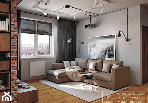 Design project - Loft - Mały szary salon - zdjęcie od Tz_interior