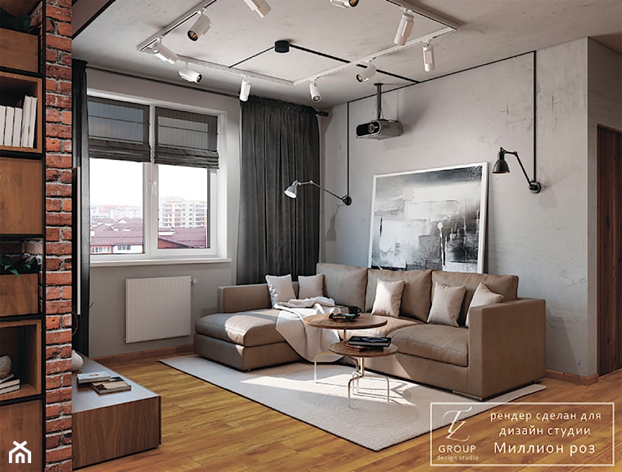 Design project - Loft - Mały szary salon - zdjęcie od Tz_interior