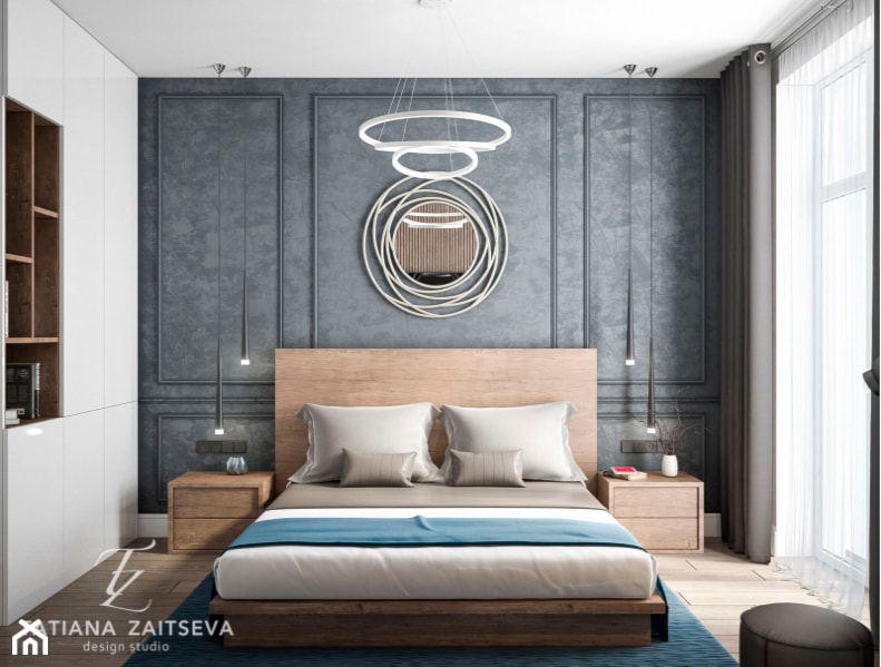 Dobór idei załatwienia wnętrza sypialni w nowoczesnym stylu - Średnia biała szara sypialnia z balkonem / tarasem - zdjęcie od Tz_interior