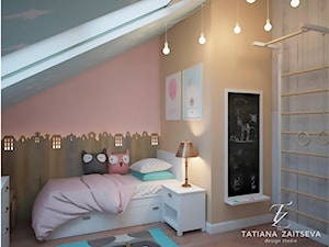 Designe wnętrza - Komfort - Średni pomarańczowy różowy szary pokój dziecka dla dziecka dla dziewczynki, styl nowoczesny - zdjęcie od Tz_interior