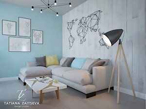 Designe wnętrza - Komfort - Średni niebieski szary salon, styl nowoczesny - zdjęcie od Tz_interior