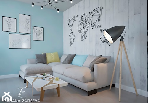 Designe wnętrza - Komfort - Średni niebieski szary salon, styl nowoczesny - zdjęcie od Tz_interior