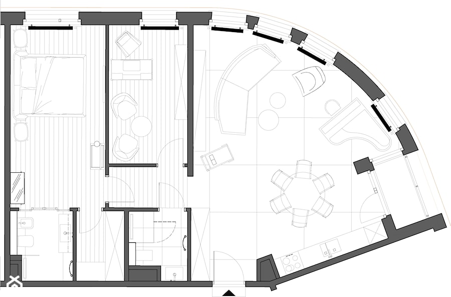 Projekt mieszkania w Gdańsku, Osiedle Garnizon - Salon, styl nowoczesny - zdjęcie od Marta Koniczuk Pracownia Architektury Wnętrz