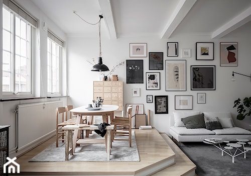 Mieszkać po szwedzku - Średnia biała jadalnia w salonie, styl skandynawski - zdjęcie od Homebook Design